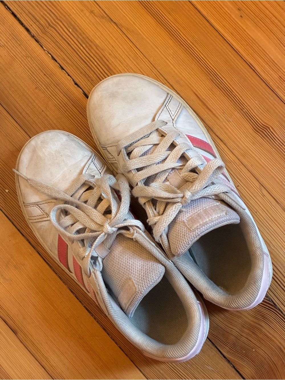 adidas White and Pink Kids Sneakers